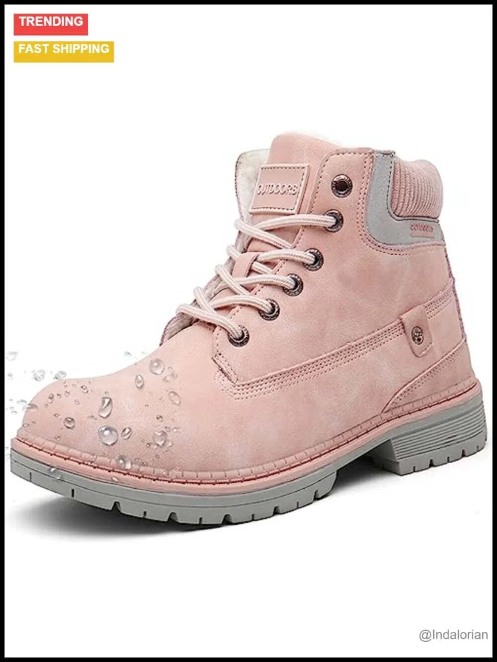 Waterproof Winter Snow Boots, Faux Fur Lined, Anti Slip Rubber Sole, Lace Up